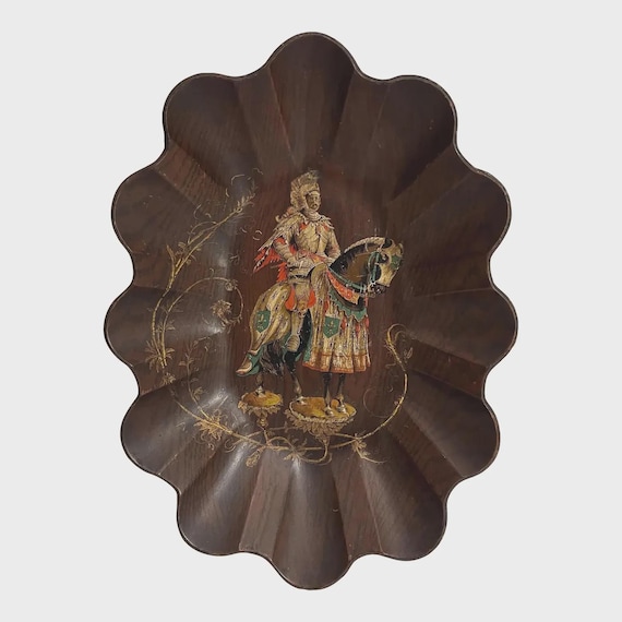 Antique French Knight Paper Mache Bowl