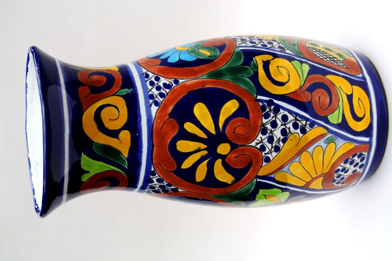 Talavera Mexican Pottery Vase Hand Painted Mexican Pottery Etsy
