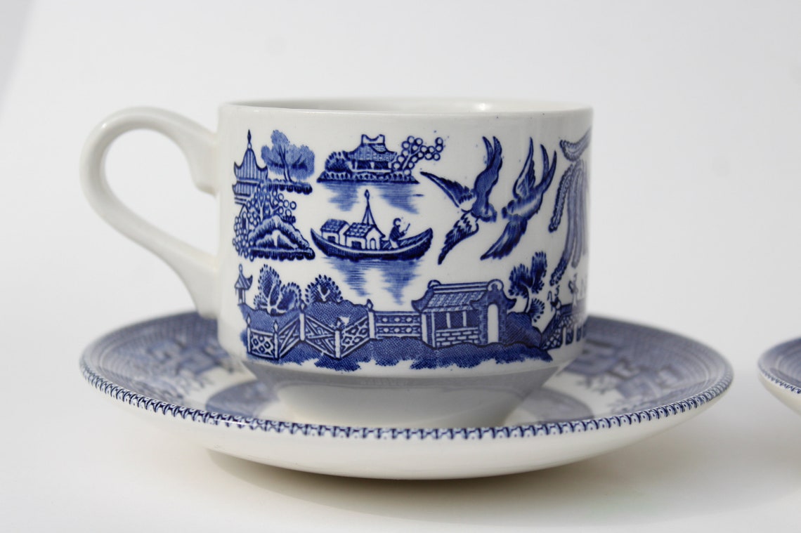 Churchill England Tea Cup and Saucer set of 2 Blue and Etsy