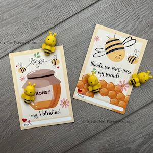 Bee Valentine - Instant Download - Valentine&#39;s Day Digital Printable -  Digital Valentines - Kids Valentines - Honey Bee - Bee Valentines