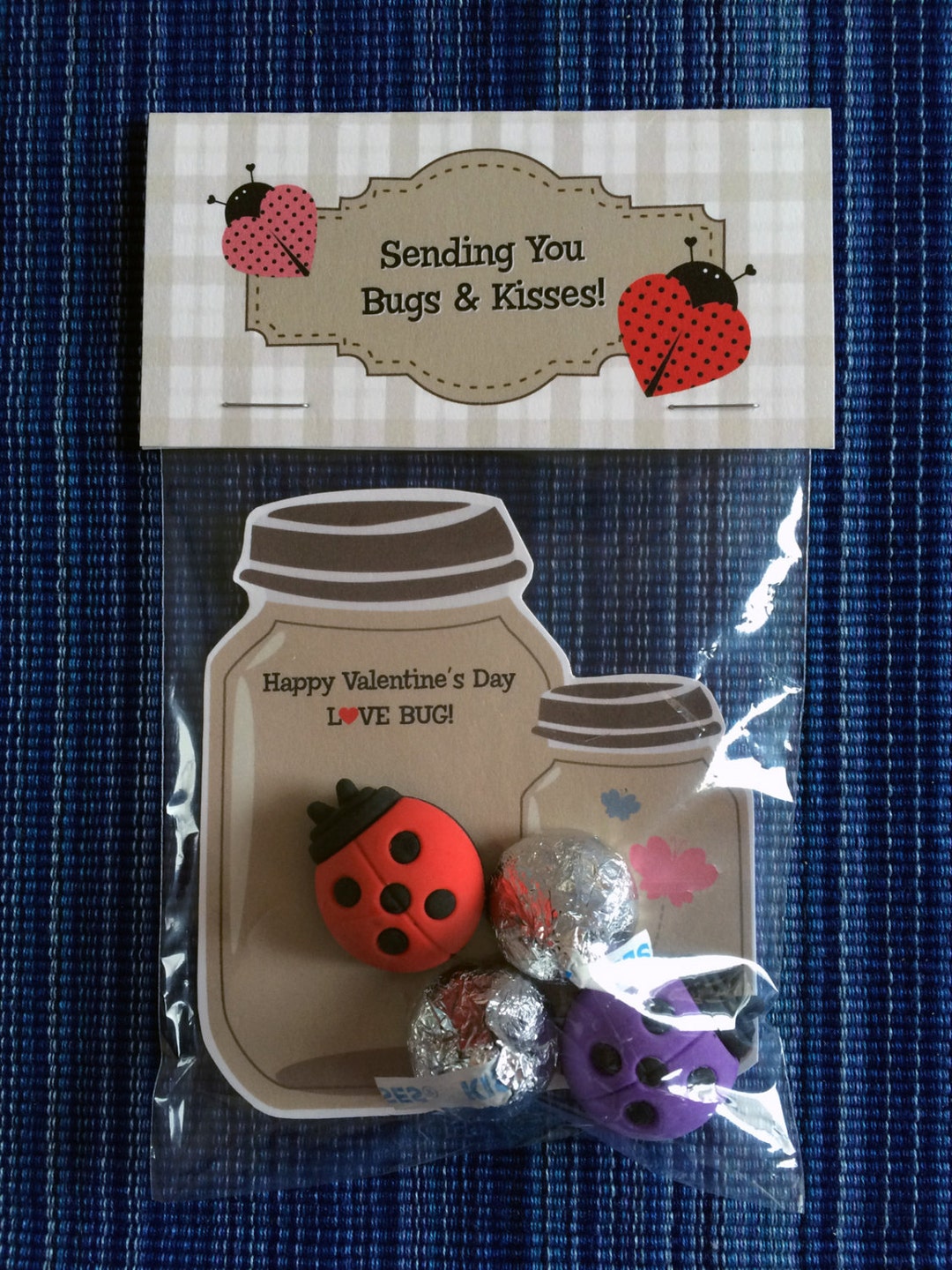 Bugs and Kisses Bag Topper - Instant Download - Valentine's Day Digital ...