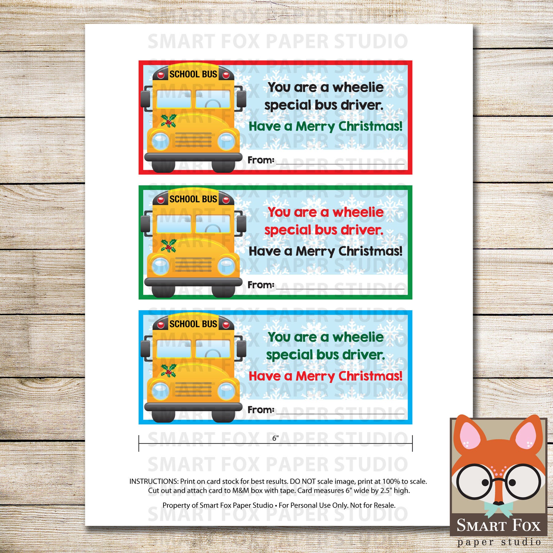 Bus Driver Christmas Card Instant Download Digital Etsy