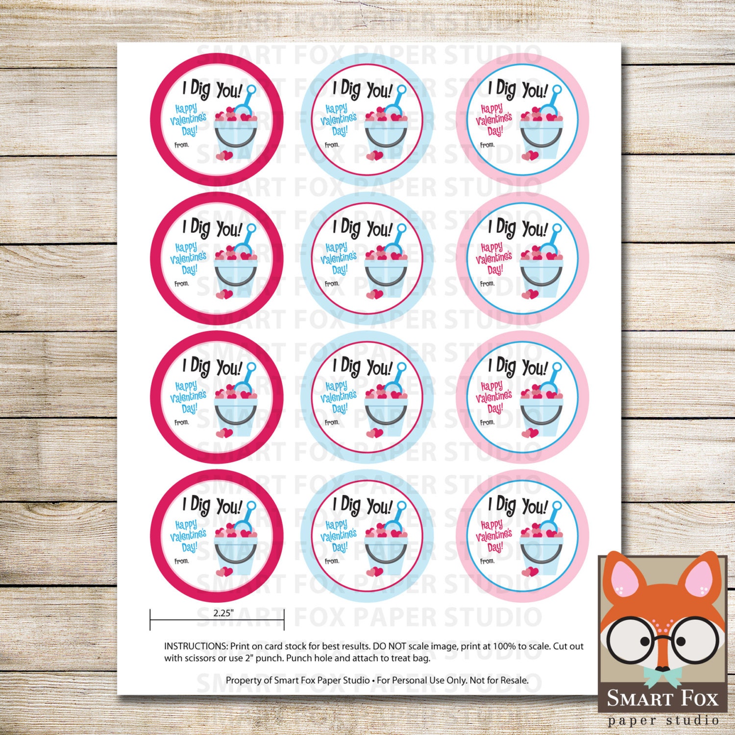 I dig you valentine labels