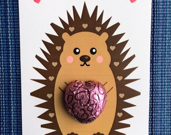 Hedge Hugs - Instant Download - Valentine's Day Digital Printable -  Digital Valentines - Kids Valentines - Hedge Hog Valentine
