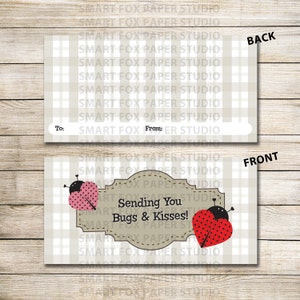 Bugs and Kisses Bag Topper Instant Download Valentine's Day Digital ...