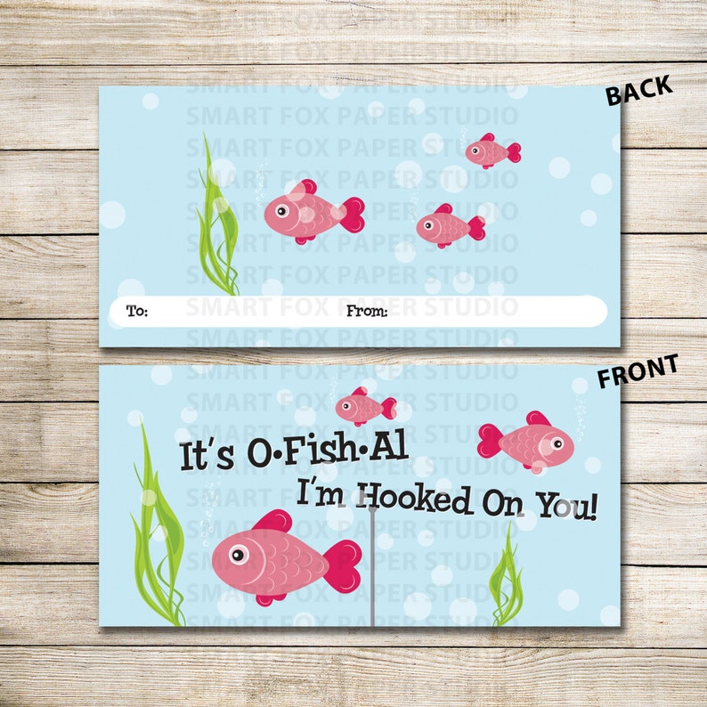 Pink Fish Bowl Valentine Bag Topper Instant Download Etsy