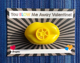 You Blow Me Away Valentine - Instant Download - Valentine's Day Digital Printable -  Digital Valentines - Kid Valentines - Whistle Valentine