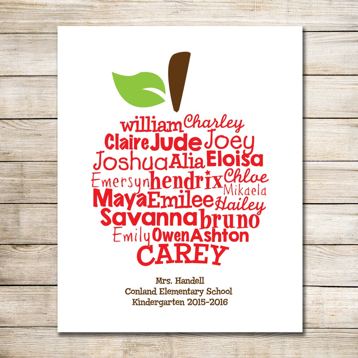 Apple Teacher Gift Digital Apple Teacher Print - Etsy