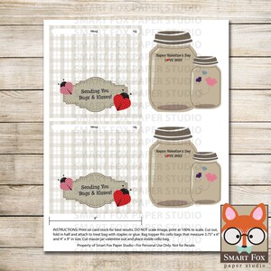 Bugs and Kisses Bag Topper Instant Download Valentine's Day Digital ...