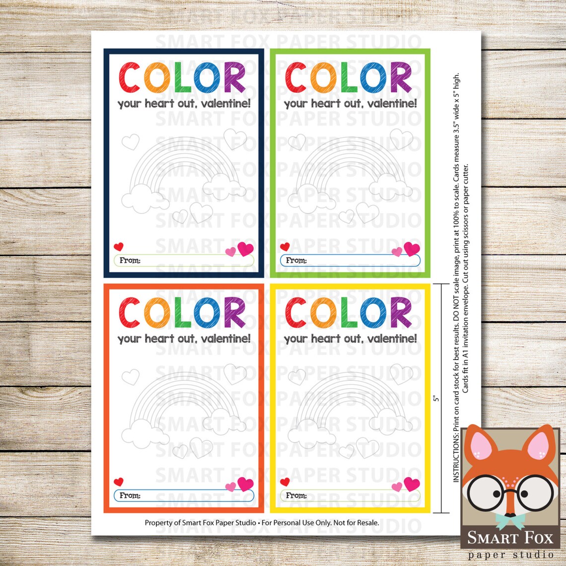 Color Your Heart Out Valentine Printable