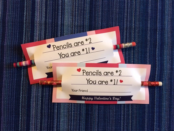 Kids Valentine Instant Download Valentine's Day Digital Printable Kids  Valentines Student Valentines Pencil Valentine Pencils 