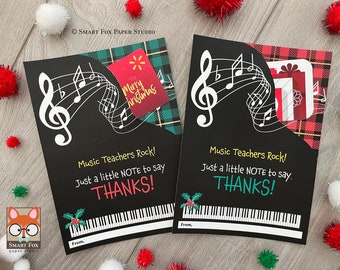 Music Teacher Gift Card Holder, Instant Download, Christmas Gift Card Holder, Music Teacher, Teacher Gift, Gift Card Printable, Digital File