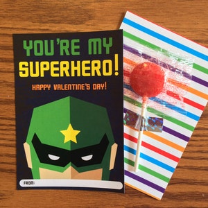 Superhero Valentine - Instant Download - Valentine&#39;s Day Digital Printable -  Digital Valentines - Kids Valentines - Superhero Valentines