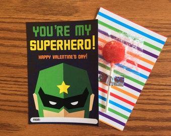 Superhero Valentine - Instant Download - Valentine's Day Digital Printable -  Digital Valentines - Kids Valentines - Superhero Valentines