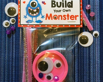 Build Your Own Monster Valentine Bag Topper - Valentine Bag Topper - Digital Download - Monster Bag Topper - Build Your Own Monster - Kids