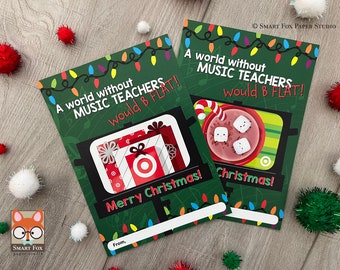 Band Teacher Gift Card Holder, Instant Download, Christmas Gift Card Holder, Music Teacher, Teacher Gift, Gift Card Printable, Digital File