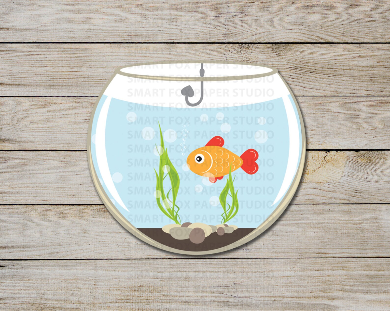 Orange Fish Bowl Valentine Bag Topper Instant Download Etsy