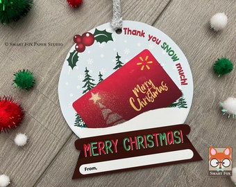 Snowglobe Gift Card Holder, Instant Download, Christmas Gift Card Holder, Thank You Teacher, Teacher Gift, Gift Card Printable, Digital File