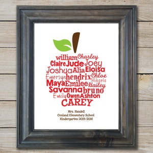 Prezent dla nauczyciela z motywem jabłka - Cyfrowy wydruk dla nauczyciela z motywem jabłka - Spersonalizowany prezent dla nauczyciela - Wydruk dla nauczyciela na zakończenie roku szkolnego - Wydruk typograficzny z motywem jabłka - Apple