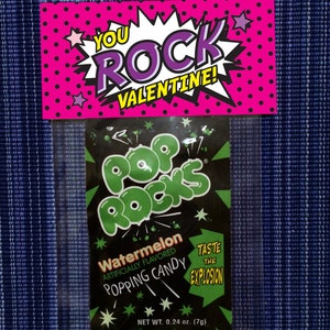 Pop Rocks Bag Topper - Instant Download - Valentine&#39;s Day Digital Printable -  Valentine Bag Topper - Kids Valentine - Pop Rocks Valentine