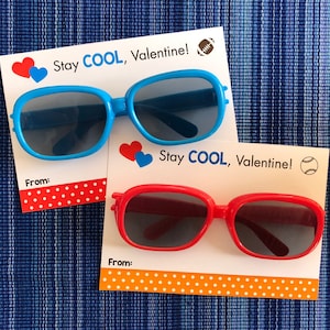 Sunglasses Valentine - Instant Download - Valentine&#39;s Day Digital Printable -  Digital Valentines - Kids Valentines - Sports Valentine