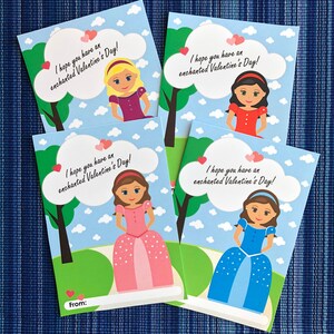 Princess Valentine - Instant Download - Valentine&#39;s Day Digital Printable -  Digital Valentines - Kids Valentines - Princess Valentines
