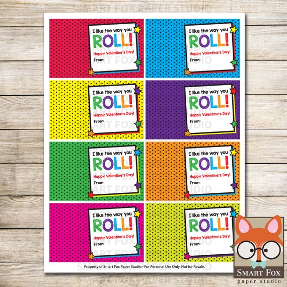 I Like The Way You Roll Valentine Printable Roller Skate Valentines