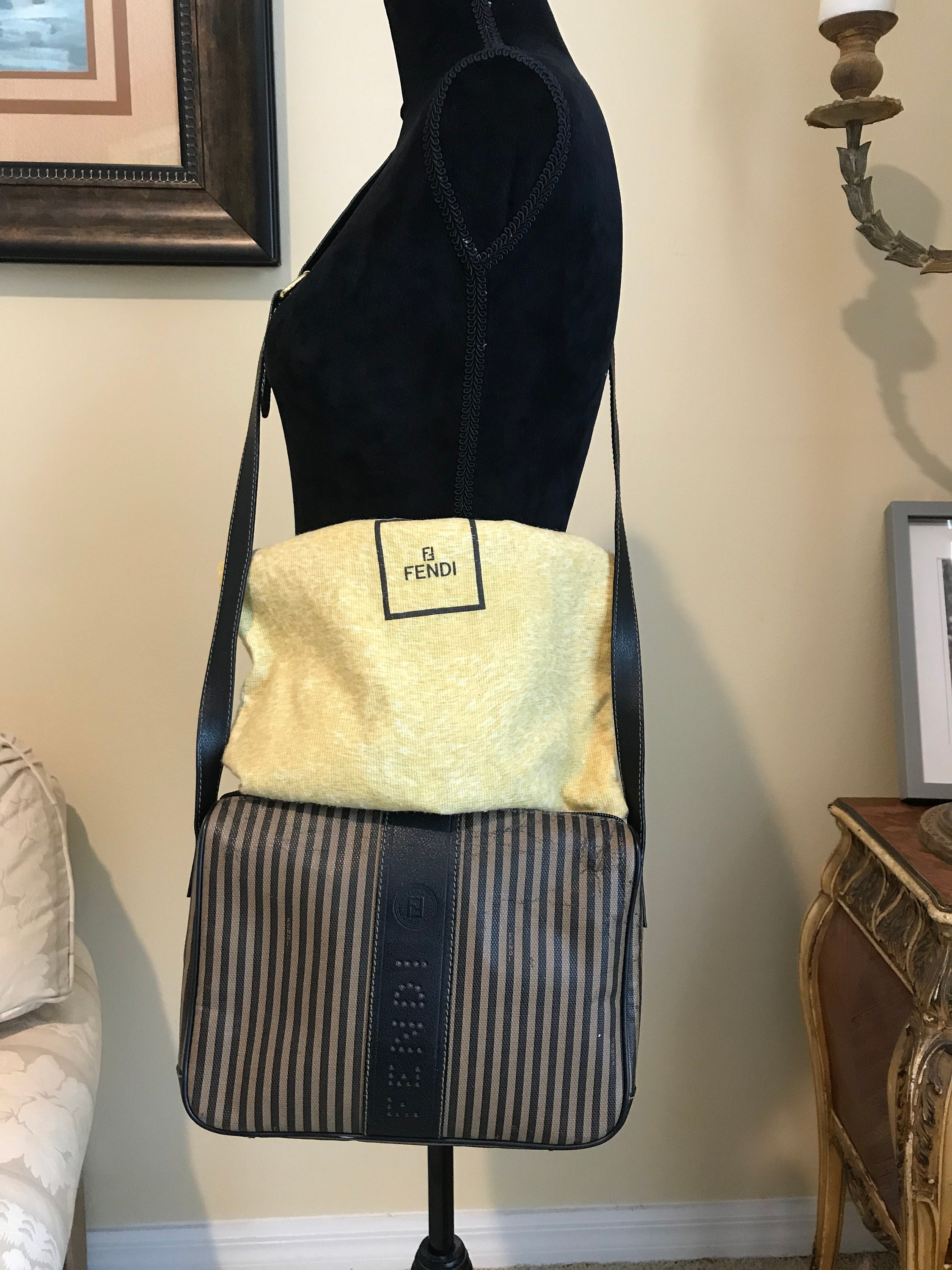 Vintage Fendi Stripe Canvas Crossbag/ Shoulder Bag - Etsy