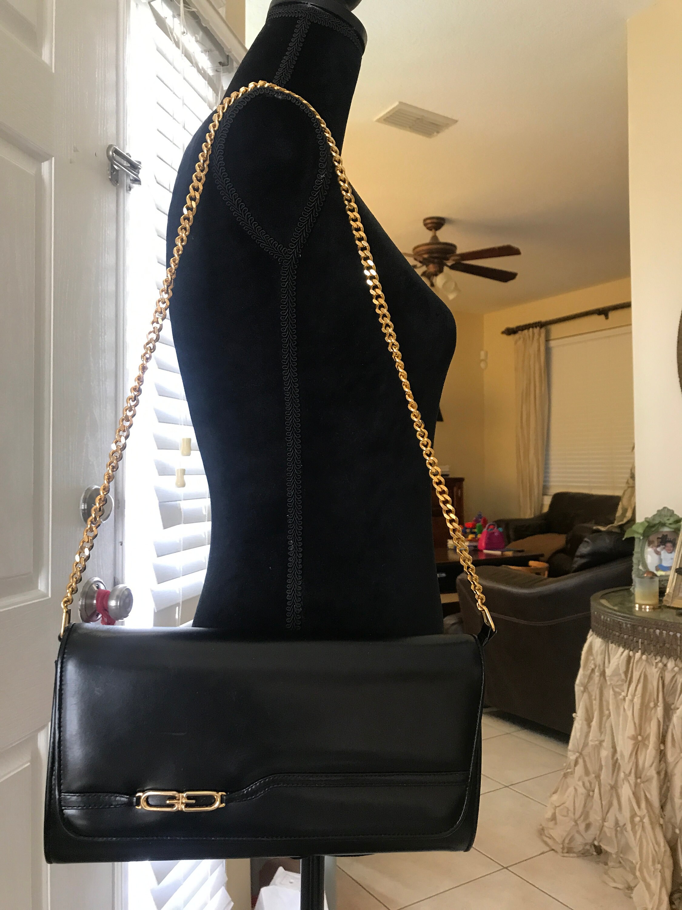 Vintage Black Gucci Chain Strap Bag - Etsy
