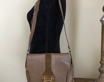 Vintage Brown Leather and Suede Gucci Shoulder Bag