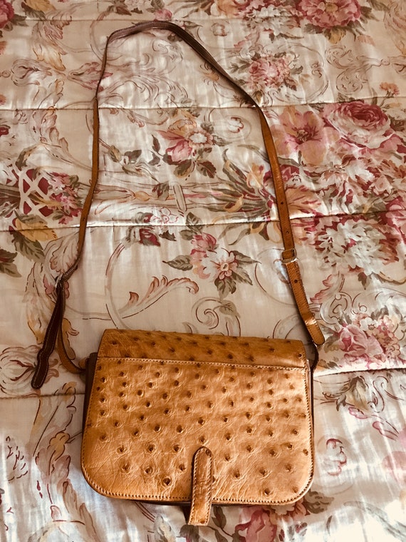 Vintage 1980s Gucci Ostrich Leather Shoulder Bag - image 8