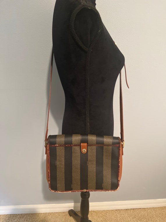 Vintage Fendi Pequin Vertical Stripe shoulder/ cr… - image 2