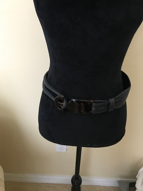 FENDI Vintage Midnight Navy Black Leather Tortoise Buckle Belt - Etsy