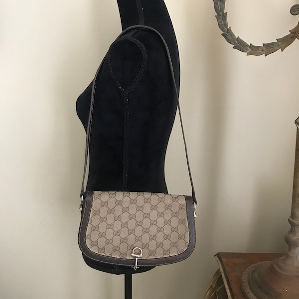 Vintage Gucci Monogram Equestrian Style Shoulder bag