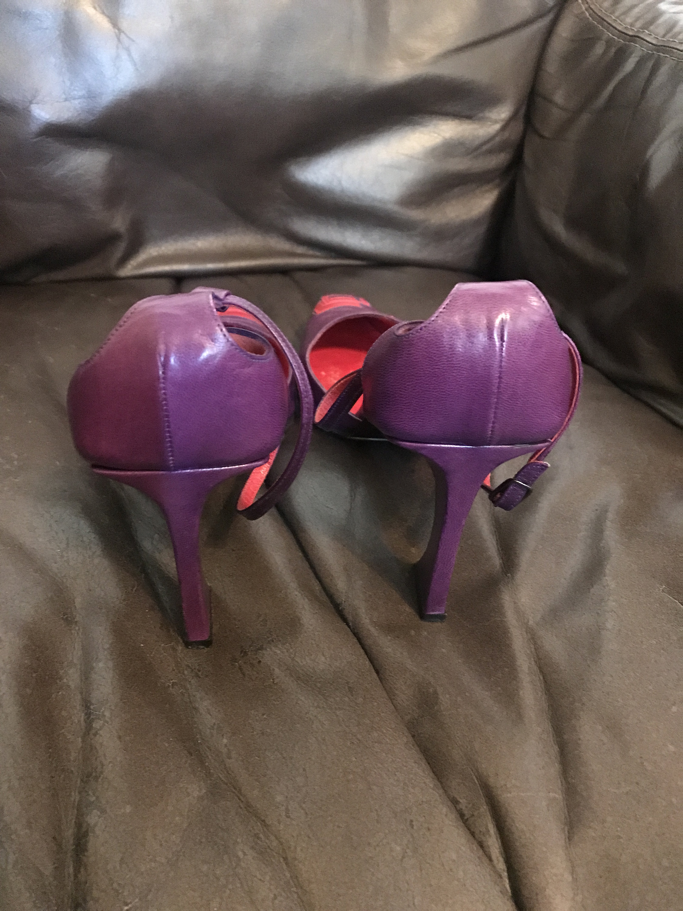 Vintage Fendi Geometric Purple and Red Slingback Heels-size