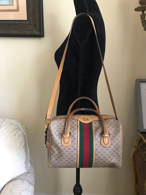 Vintage GUCCI Brown Coated Canvas GG Monogram DOCTOR Bag Top 