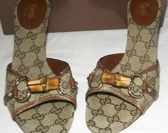 8 1/2 B Authentic Vintage Gucci Kitten Sandals Heel -size8.5