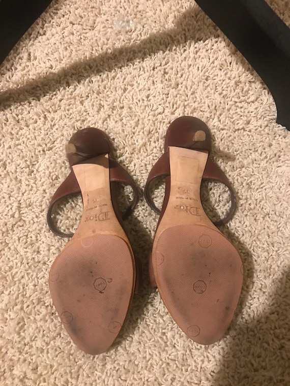 靴 Vintage Dior Logo Sandals 35 Vintage Christian Dior Brown Sandal-size 35 - Etsy