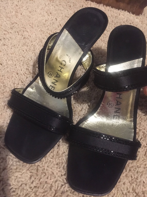 chanel black strap sandals womens