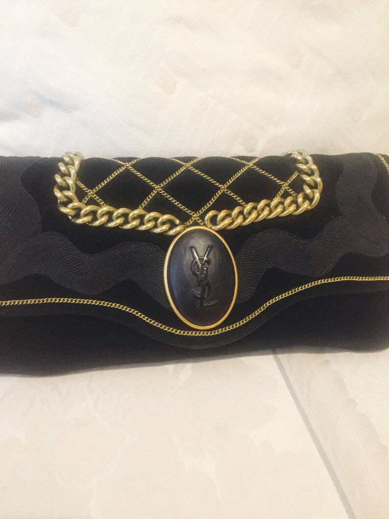 Authentic Vintage YSL Black Velvet Luxembourg Clutch Bag - Etsy