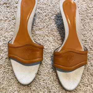 Authentic vintage GUCCI LogoMules Slide Sandals Medium Heels Size 8.5 B