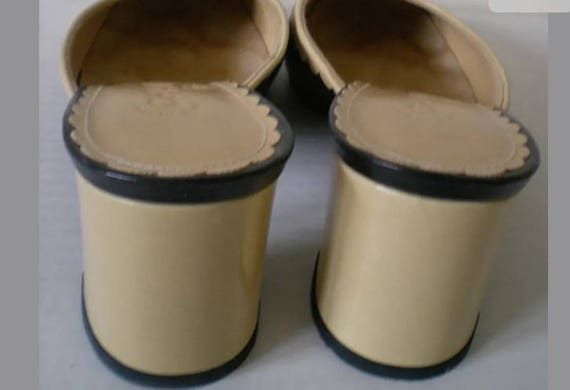 Black and beige Chanel leather mule heels-size 38 - image 5