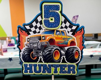 Monster Truck Cake Topper, Personalized Birthday Party Decoration