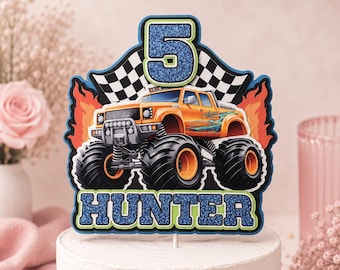 Monster Truck Cake Topper, Personalized Birthday Party Decoration