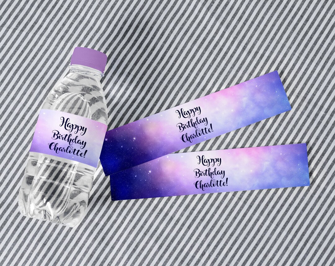 Galaxy Water Bottle Printable Labels, Digital Printable File ...