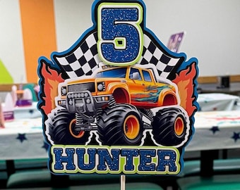 Monster Truck Cake Topper, Personalized Birthday Party Decoration