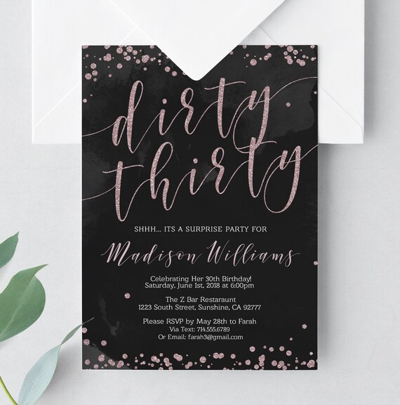 30th Birthday Pink Sparkle Dirty 30 Printable | Etsy