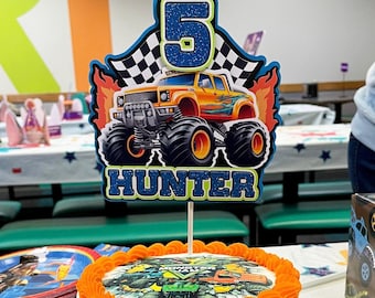 Monster Truck Cake Topper, Personalized Birthday Party Decoration