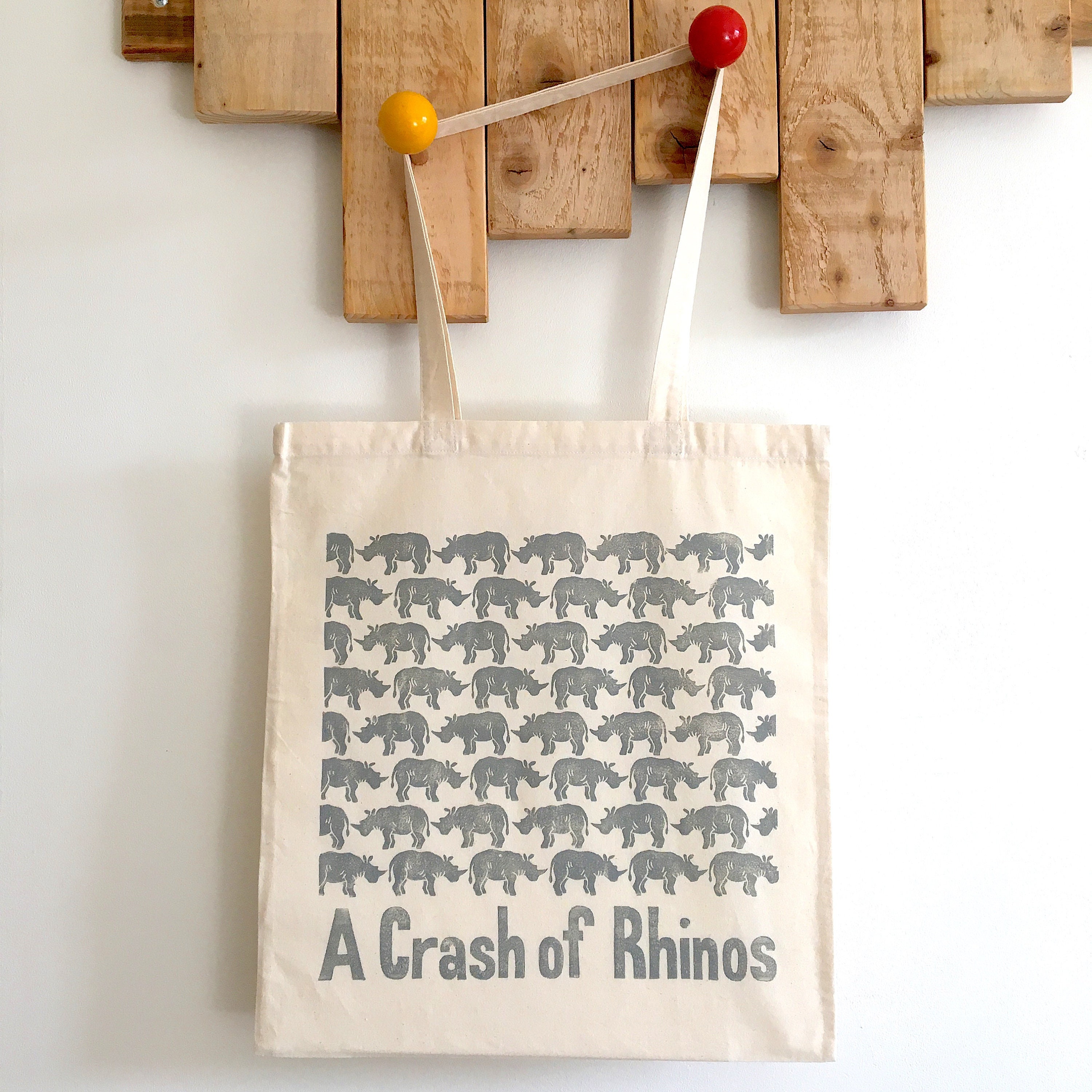 Rhino Tote Bag. Collective Noun a Crash of Rhinos. Etsy Denmark