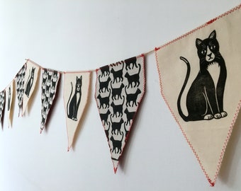 Yellow fabric bunting with gorgeous Cats and Kittens 